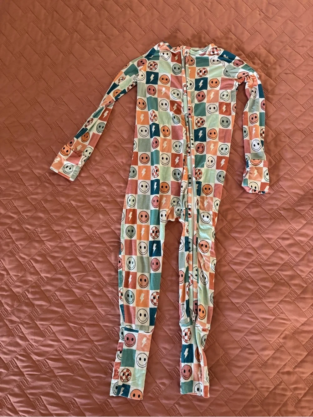 Kids One-Piece Pajama with Multicolor Emoji Print